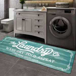 Pauwer Farmhouse Laundry Room Rug Runner 20"x59" Rubber Non Slip Kitchen Mats for Floor Waterproof Laundry Area Rug Washable Floor Carpet Runner for Entryway Bathroom Hallway Mudroom