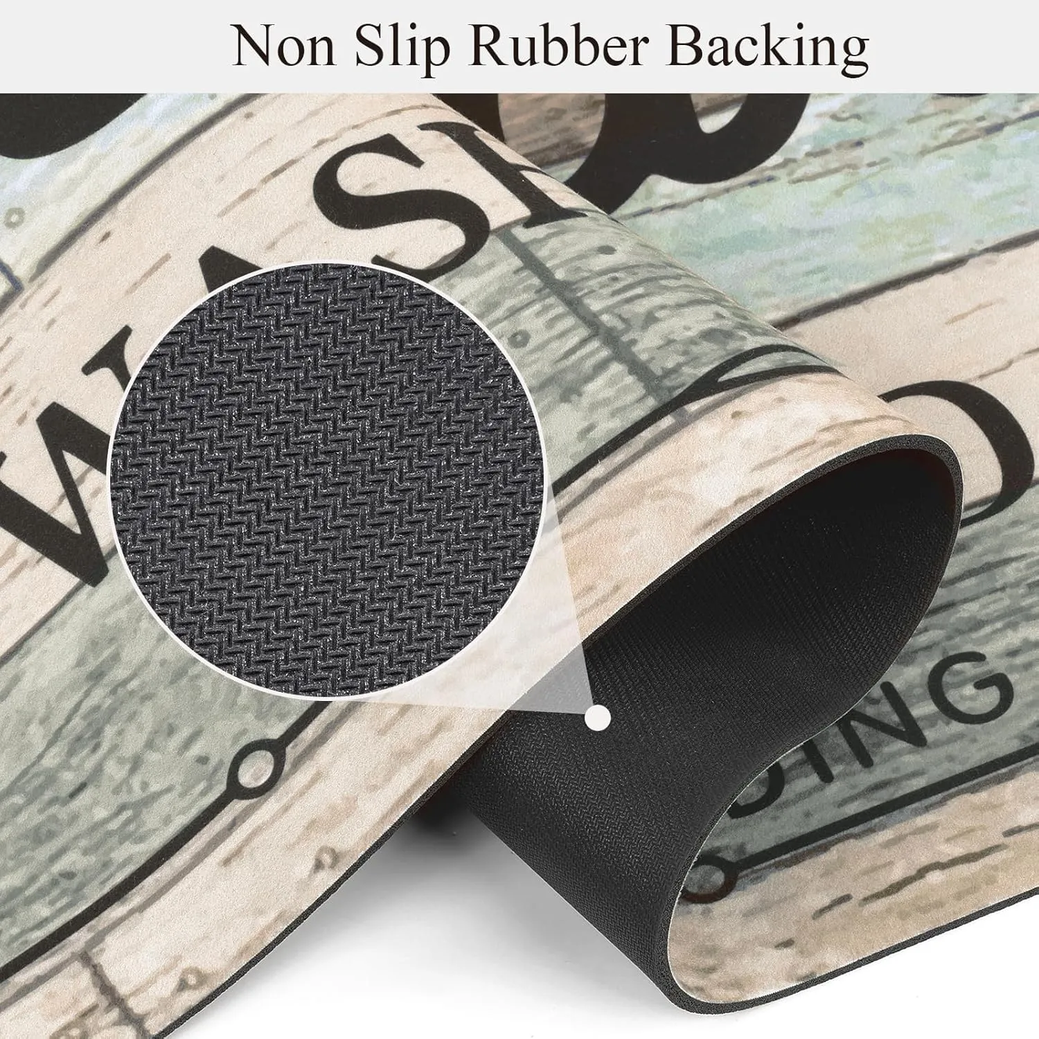 Pauwer Farmhouse Laundry Room Rug Runner 20"x59" Rubber Non Slip Kitchen Mats for Floor Waterproof Laundry Area Rug Washable Floor Carpet Runner for Entryway Bathroom Hallway Mudroom