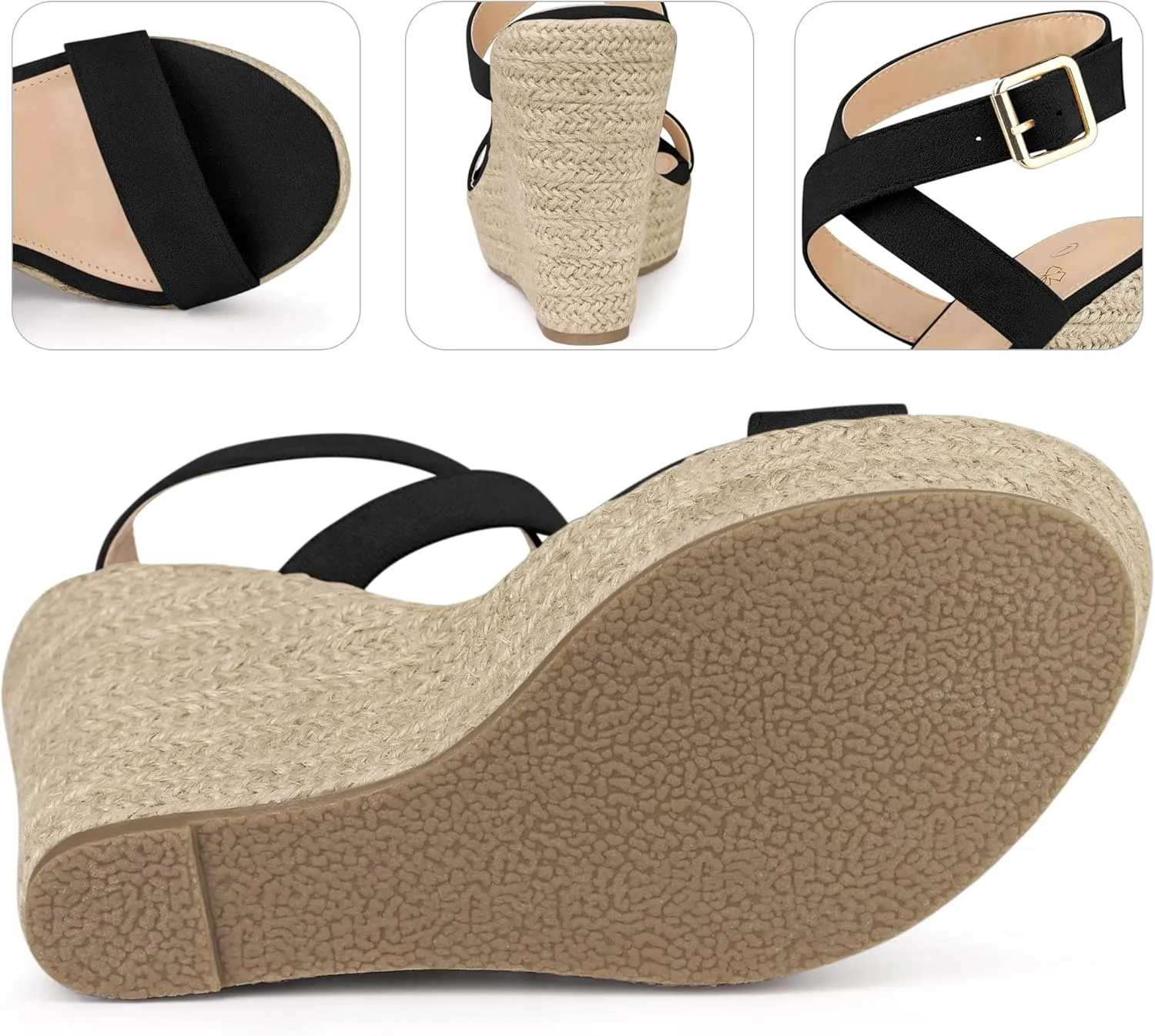 Perphy Slingback Crisscross Espadrille Wedge Heel Sandals for Women