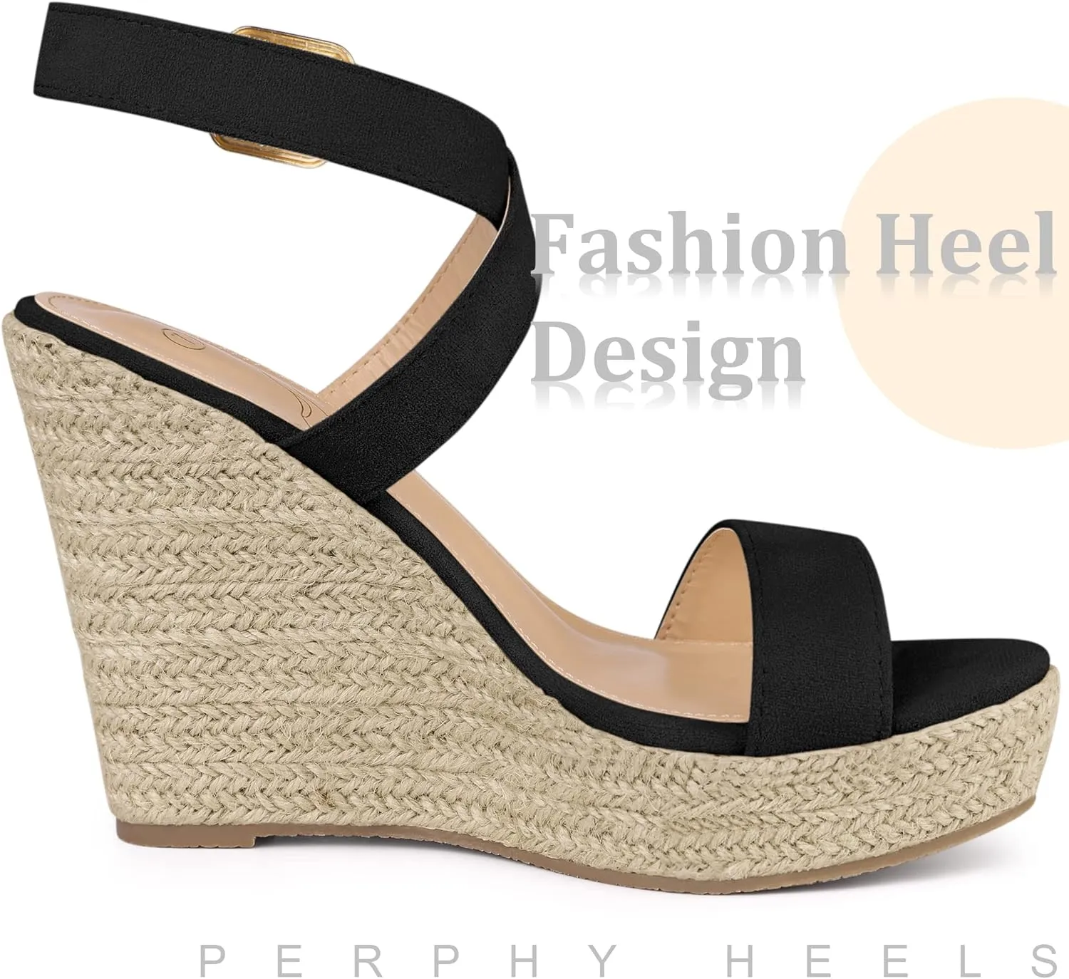 Perphy Slingback Crisscross Espadrille Wedge Heel Sandals for Women