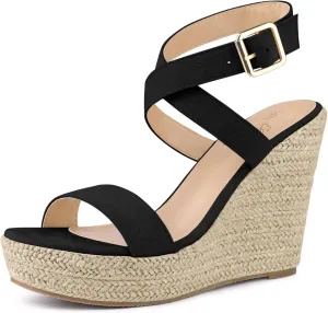 Perphy Slingback Crisscross Espadrille Wedge Heel Sandals for Women