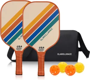 Pickleball Paddles Set of 2 | 4 Pickleball Rackets,USAPA Approved Pickleball Set of 2 | 4 Pickle Ball Paddles,Fiberglass Surface & 13 mm PP Honeycomb Core,4 Indoor & Outdoor Balls,1 Bag