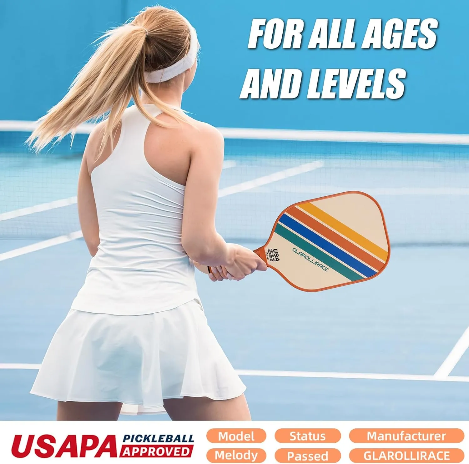Pickleball Paddles Set of 2 | 4 Pickleball Rackets,USAPA Approved Pickleball Set of 2 | 4 Pickle Ball Paddles,Fiberglass Surface & 13 mm PP Honeycomb Core,4 Indoor & Outdoor Balls,1 Bag