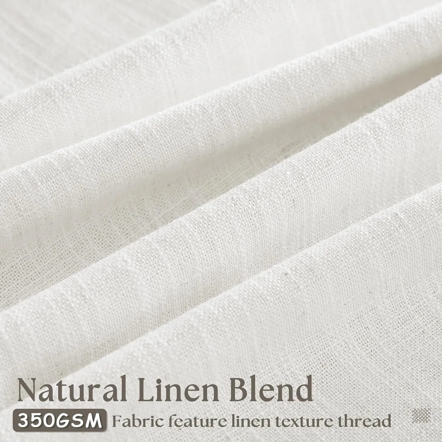 Pinch Pleated Linen Curtains 96 Inches Long for Living Room Bedroom Light Filtering Boho Window Drape 96 inch 2 Panels with Hooks Rings 8ft Cream Beige White Sliding Glass Door Semi Sheer Curtain