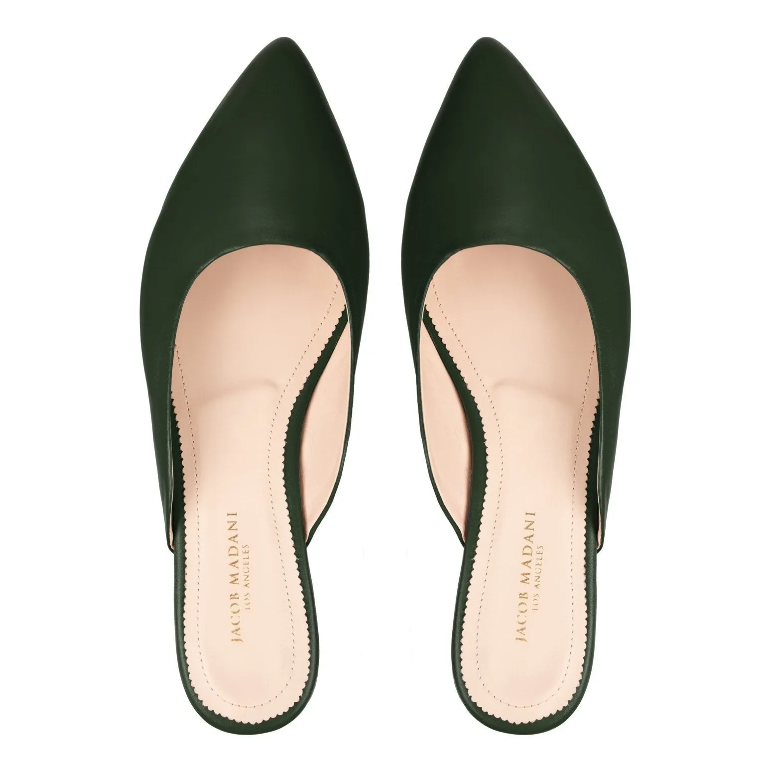 Pointy-toe Flat Mule in Calfskin with Hidden Seam Design