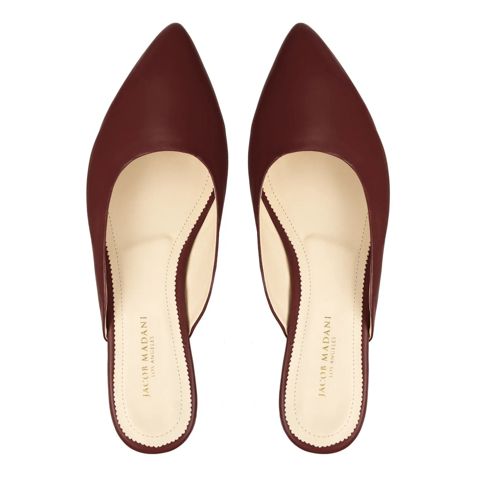 Pointy-toe Flat Mule in Calfskin with Hidden Seam Design
