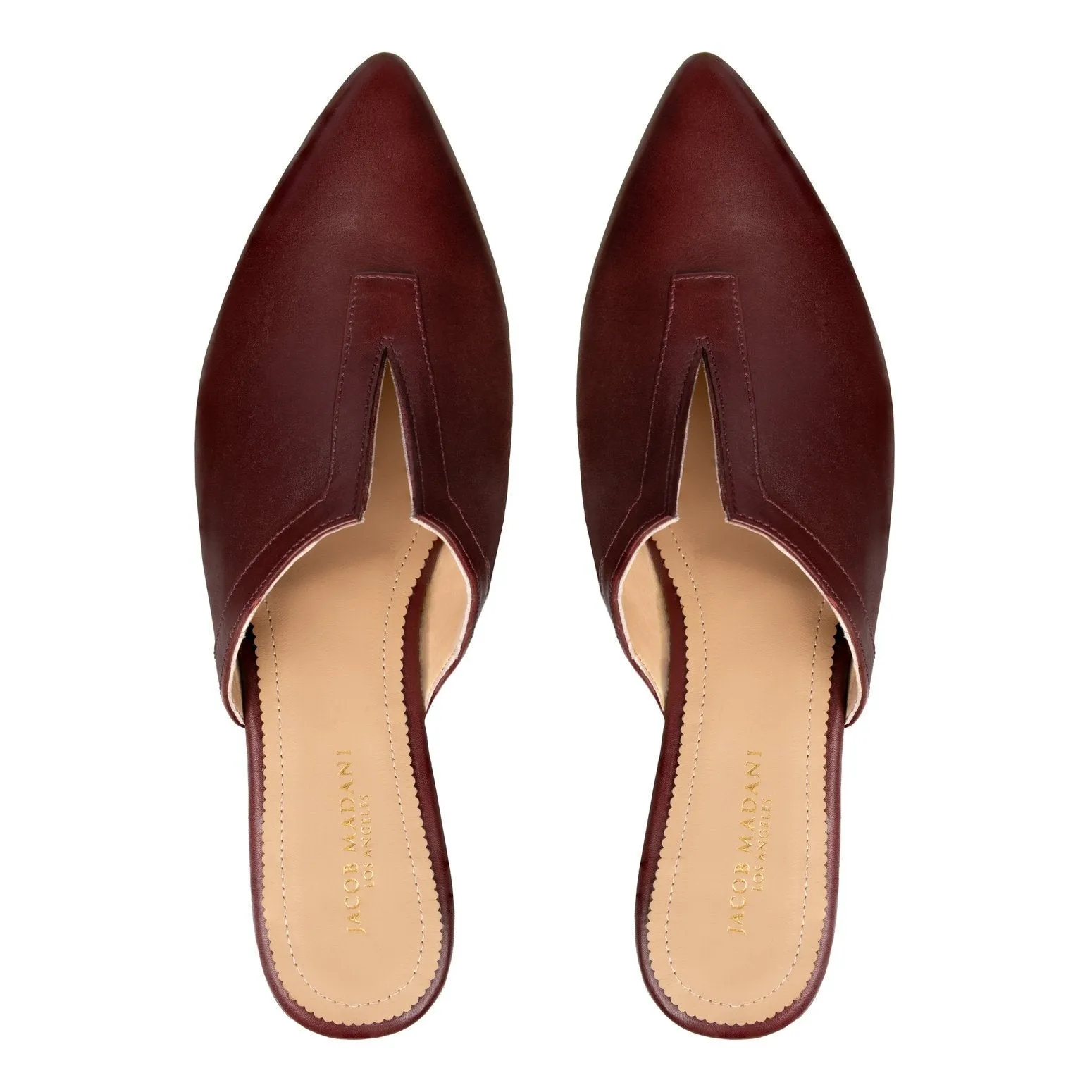 Pointy-toe Flat Mule in Calfskin with Slit
