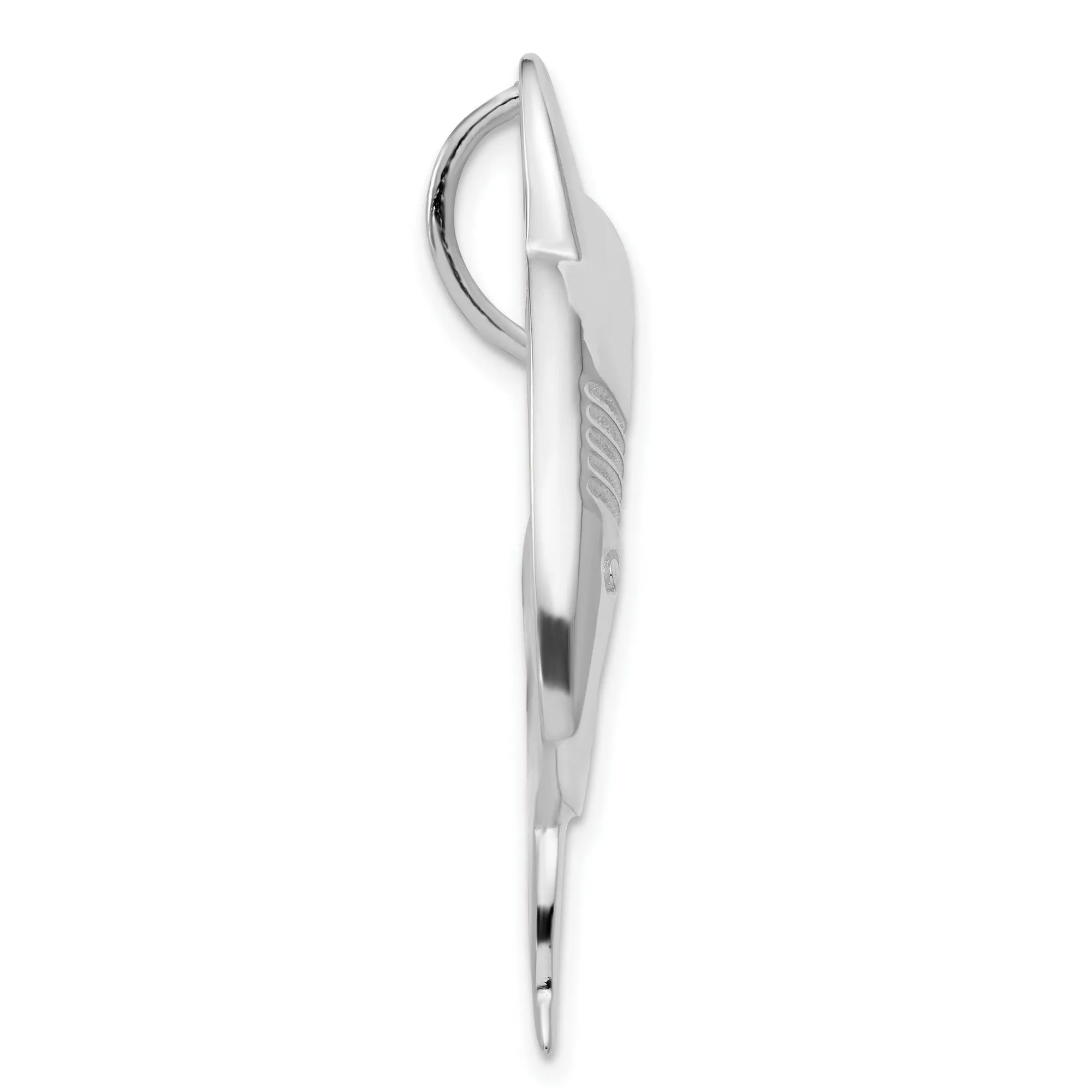 Polished and Textured Shark Chain Slide Charm Pendant in Real 925 Sterling Silver