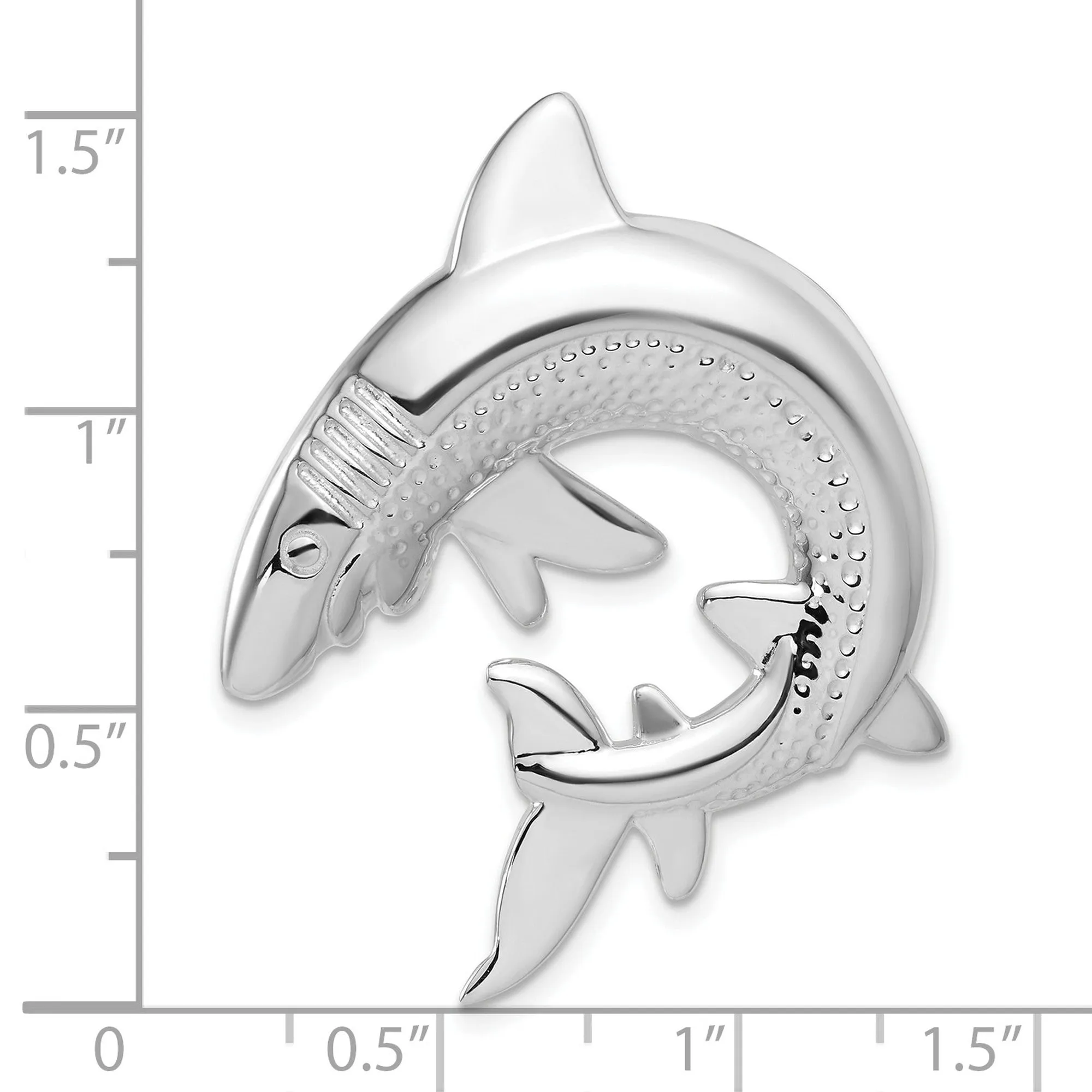 Polished and Textured Shark Chain Slide Charm Pendant in Real 925 Sterling Silver