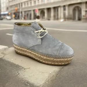 PRADA Suede Espadrille Lace Ups in Grey | Size 39.5