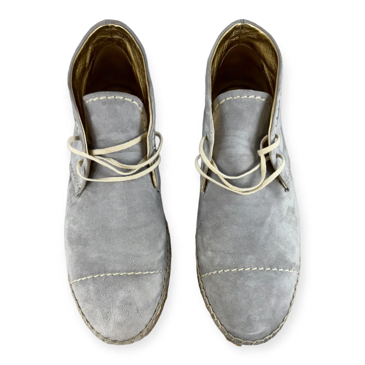 PRADA Suede Espadrille Lace Ups in Grey | Size 39.5