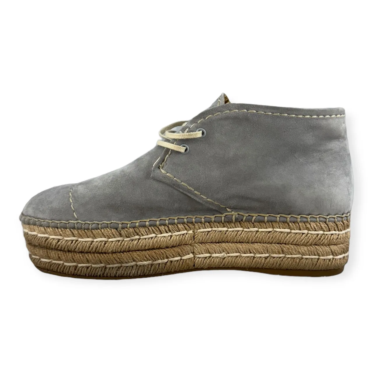 PRADA Suede Espadrille Lace Ups in Grey | Size 39.5