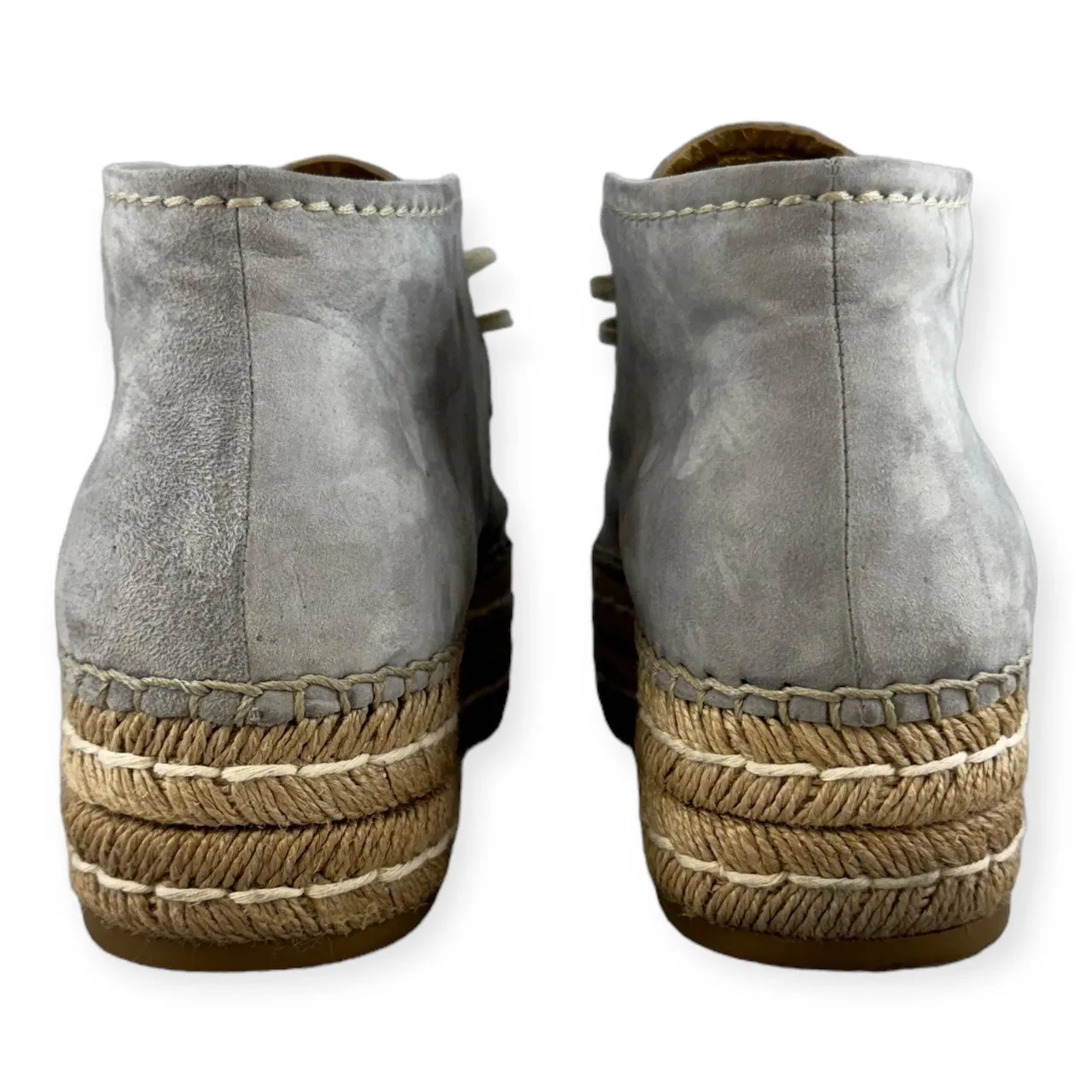 PRADA Suede Espadrille Lace Ups in Grey | Size 39.5