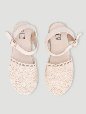 Pre-Girls Lace Espadrille Pump - Cream