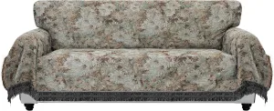 PureFit Geometric Jacquard Throw Sofa Cover - Textured Soft Washable Decorative Couch Covers for 3 Cushion Couch, Throw Cover with Tassels Furniture Protector for Pets, Kids (X-Large, Flower Sage)