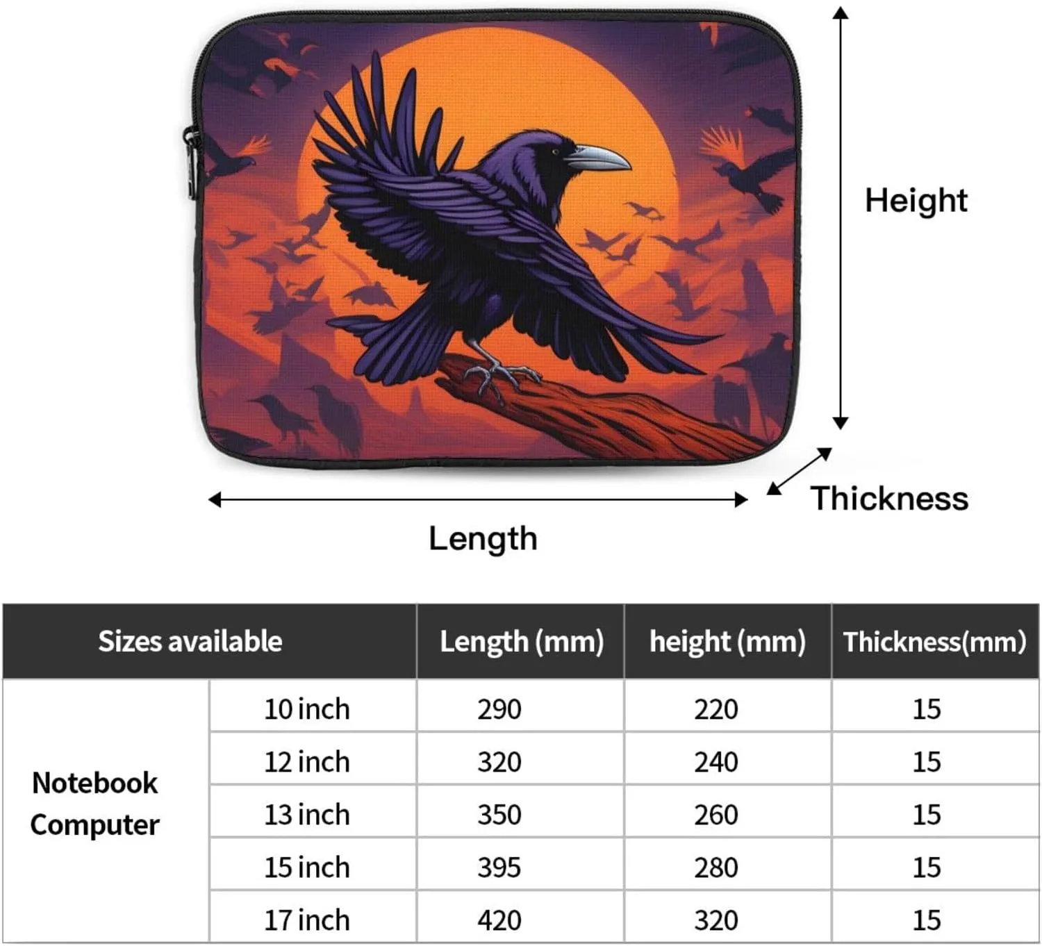Ravens Pattern Shockproof Portable Laptop 13 inch Sleeve Bag for Men and Women - Ideal for Business Travel, School, and Daily Use