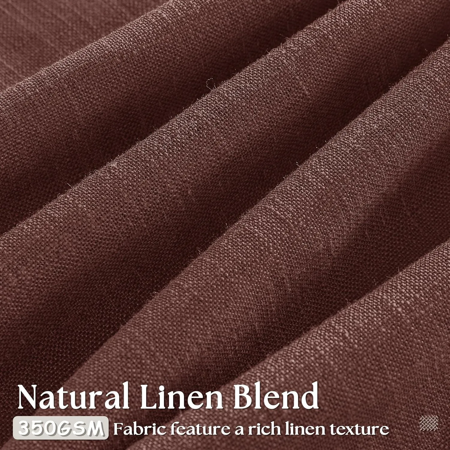 Reddish Brown Linen Pinch Pleated Curtains 96 Inches Long for Living Room Pleated Drapes Back Tab Thick Linen Textured Boho Farmhouse Country Maroon Rust Brown 96 Inch Curtain for Dining Bedroom