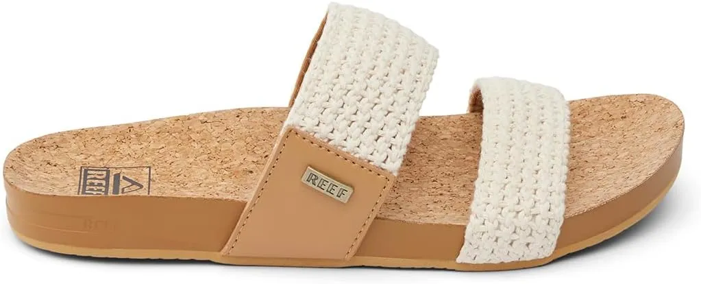Reef Women's Cushion Vista Fashion Slide Sandal, Vegan Leather Strap, Soft Footbed