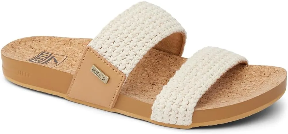 Reef Women's Cushion Vista Fashion Slide Sandal, Vegan Leather Strap, Soft Footbed
