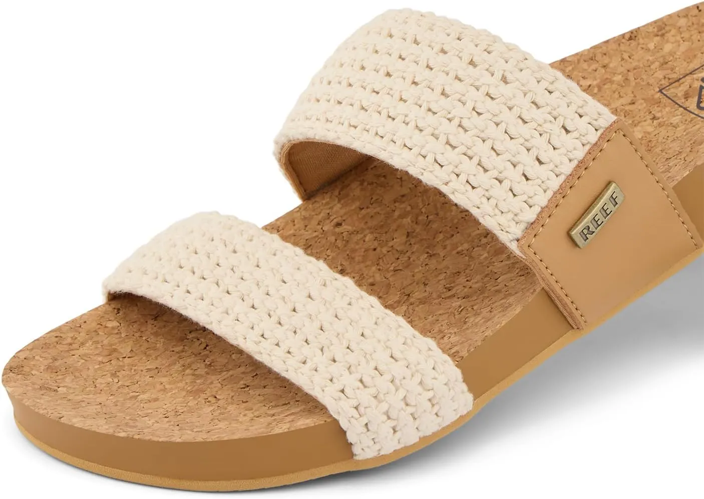 Reef Women's Cushion Vista Fashion Slide Sandal, Vegan Leather Strap, Soft Footbed
