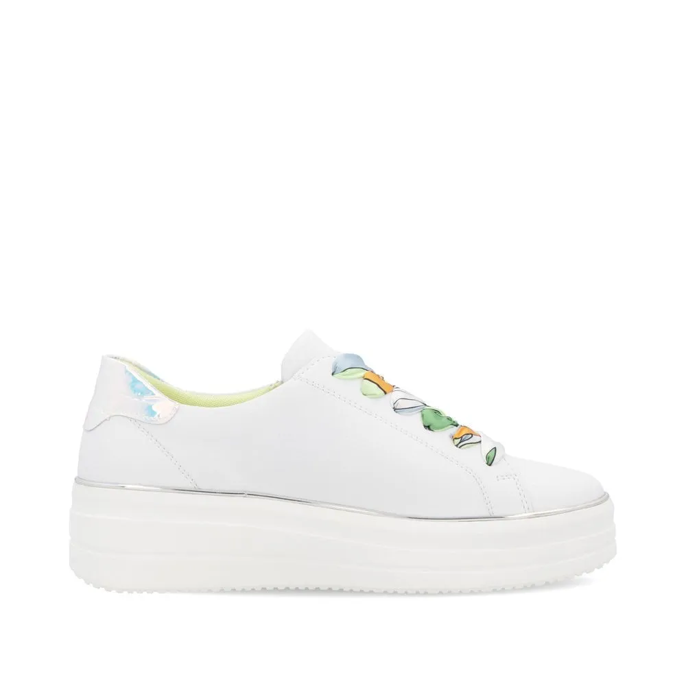 Remonte White /Green  Leather Trainer