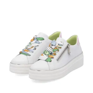 Remonte White /Green  Leather Trainer