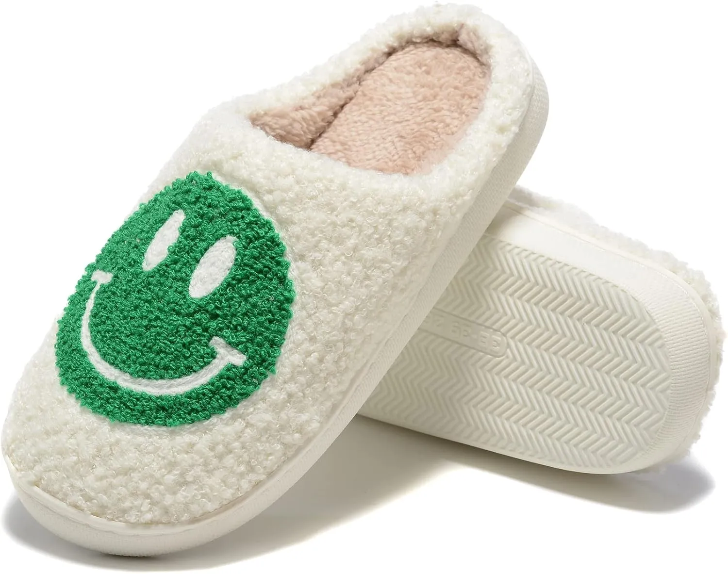 Retro Fuzzy Face Slippers for Women Men, Retro Soft Fluffy Warm Home Non-Slip Couple Style Casual Smile Face Slippers Indoor Outdoor Anti-Skid Warm Cozy Foam Slide Fuzzy Slides with Soft Memory Foam Shoes