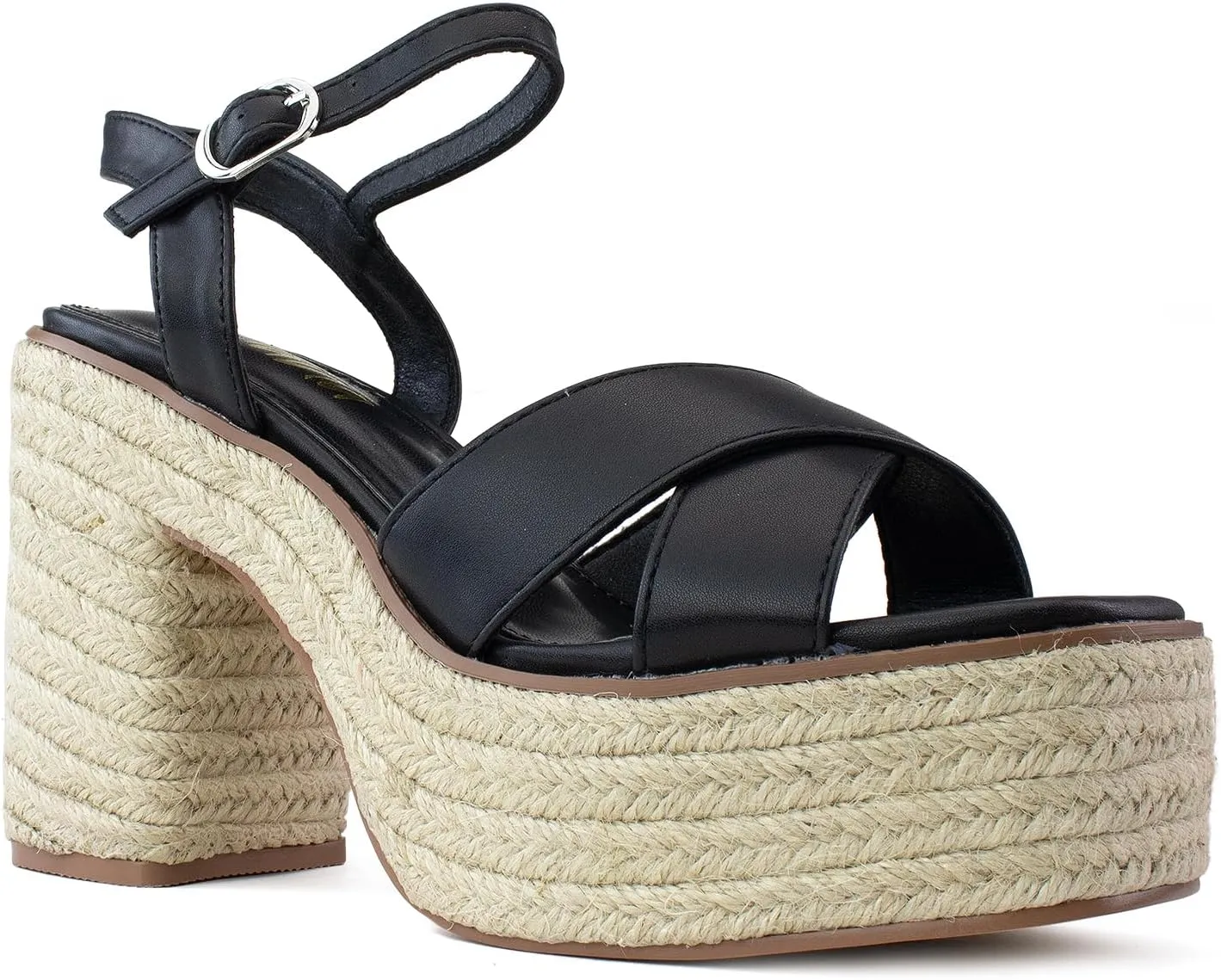 RF ROOM OF FASHION Women's Peep Toe Criss Cross Band Ankle Strap Platform Chunky Heel Mule Sandals