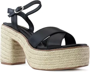 RF ROOM OF FASHION Women's Peep Toe Criss Cross Band Ankle Strap Platform Chunky Heel Mule Sandals