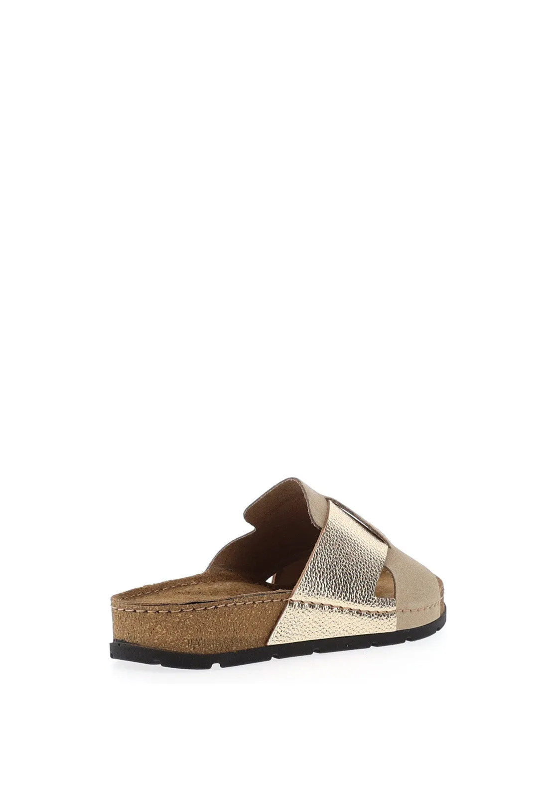 Rohde Womens Leather Shimmer Criss Cross Mule, Gold