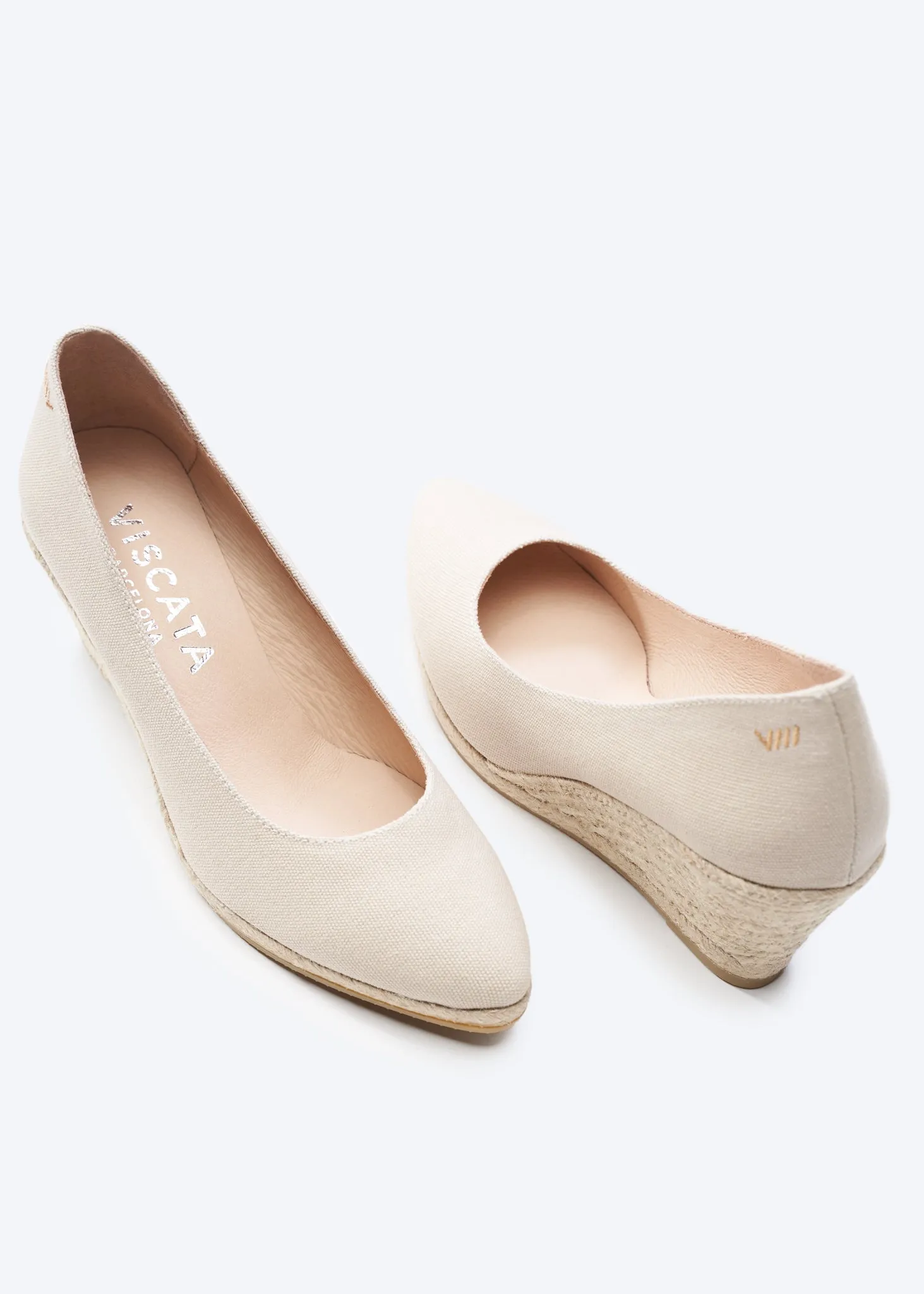 Roses Canvas U Cut Espadrille Wedges by Viscata