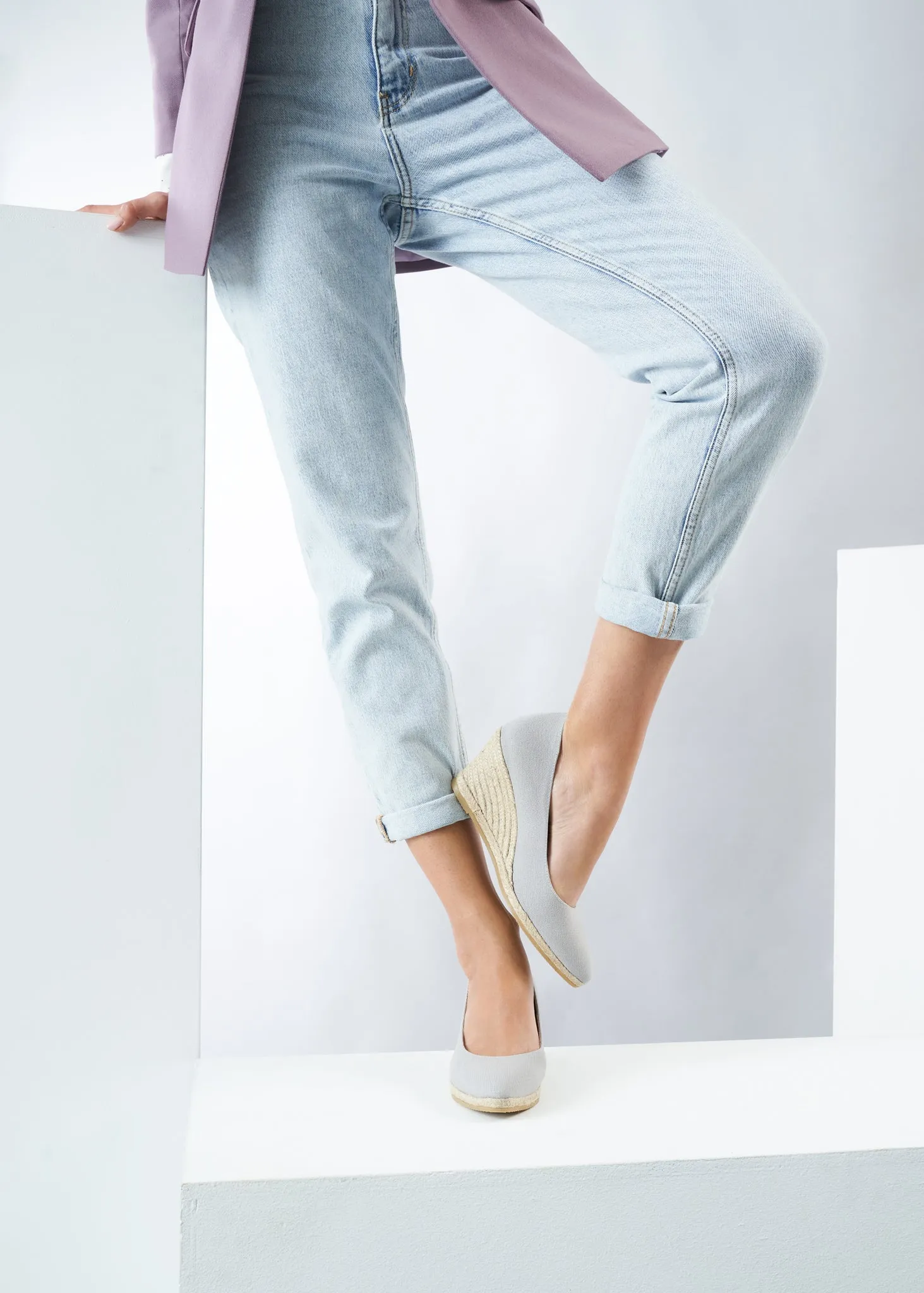 Roses Canvas U Cut Espadrille Wedges by Viscata