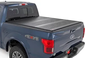 Rough Country Hard Tri-Fold Tonneau Cover for Ford F-150 (2021-2025) & F-150 Lightning (2022-2025) - Low-Profile Aluminum Truck Bed Cover, Fits 5'7 Bed (67.1")