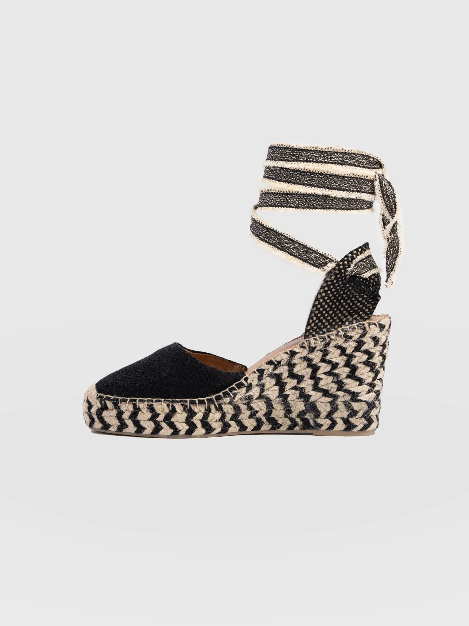 Rowe Espadrille Tie Wedges - Black