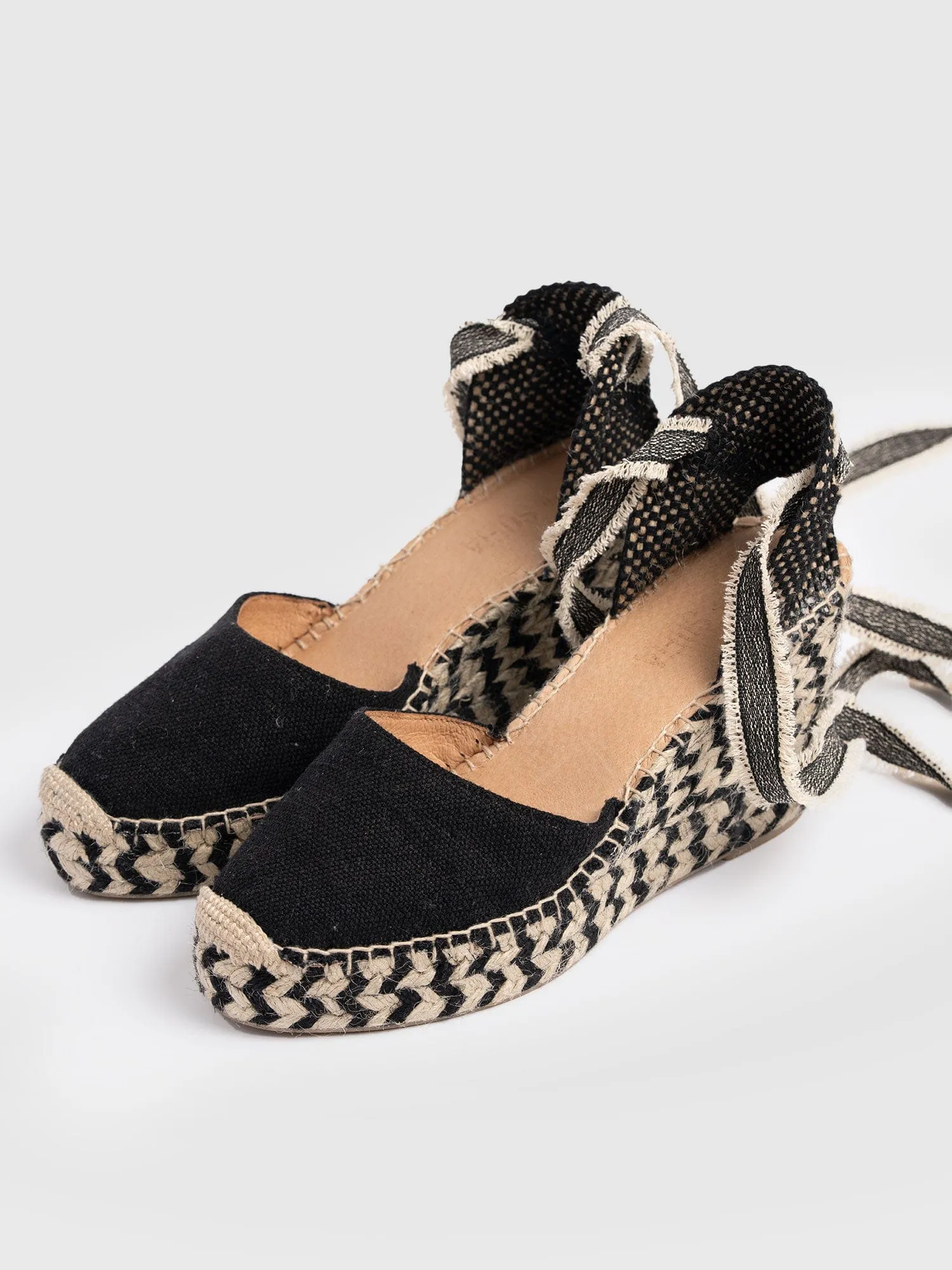 Rowe Espadrille Tie Wedges - Black