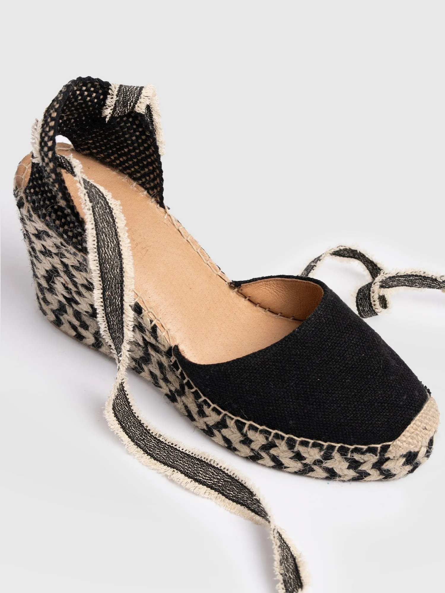Rowe Espadrille Tie Wedges - Black