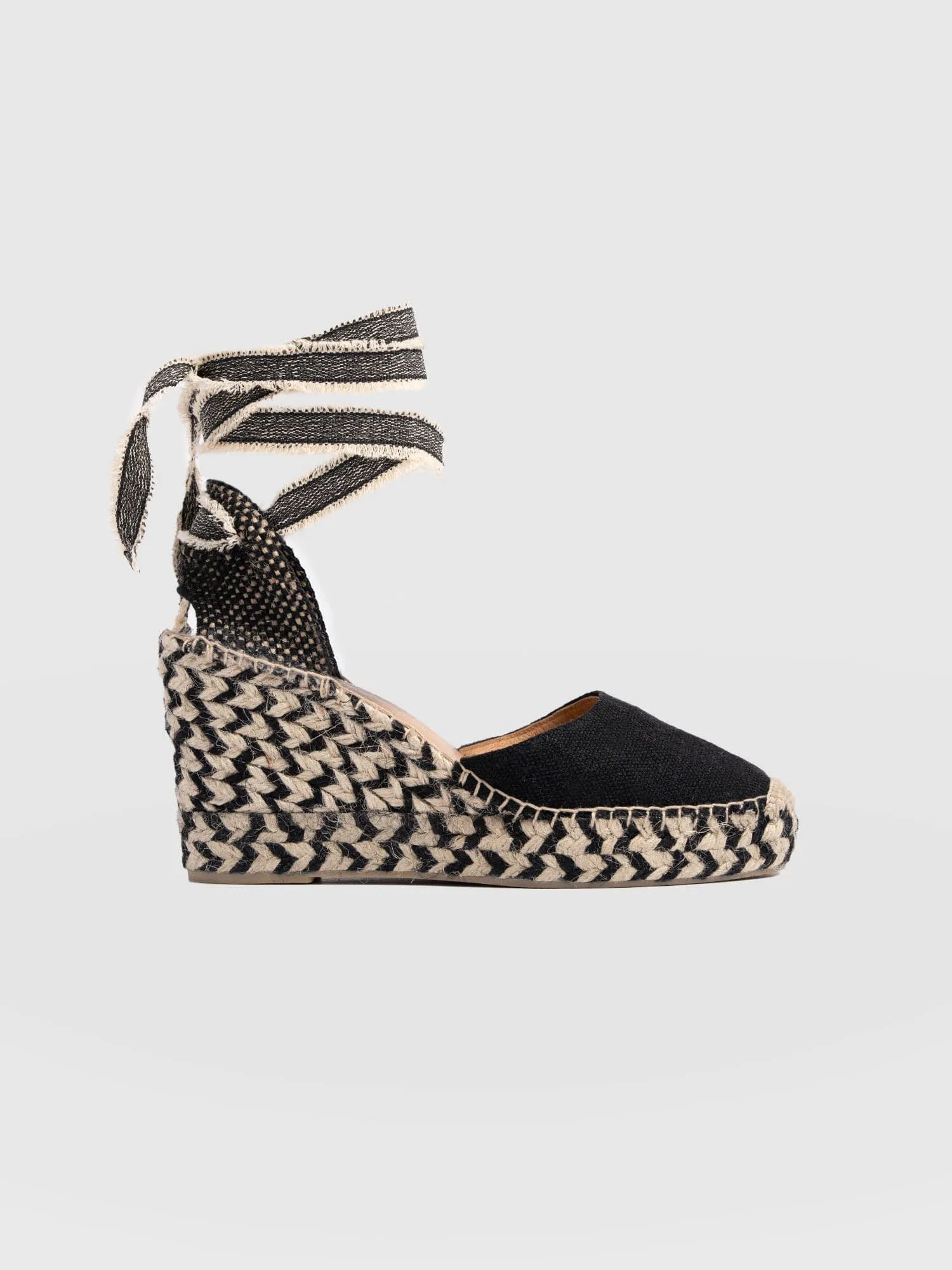 Rowe Espadrille Tie Wedges - Black