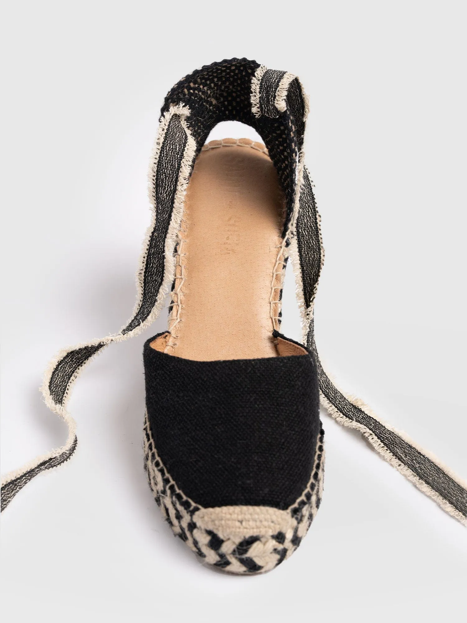 Rowe Espadrille Tie Wedges - Black