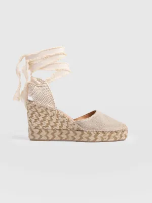 Rowe Espadrille Tie Wedges - Cream
