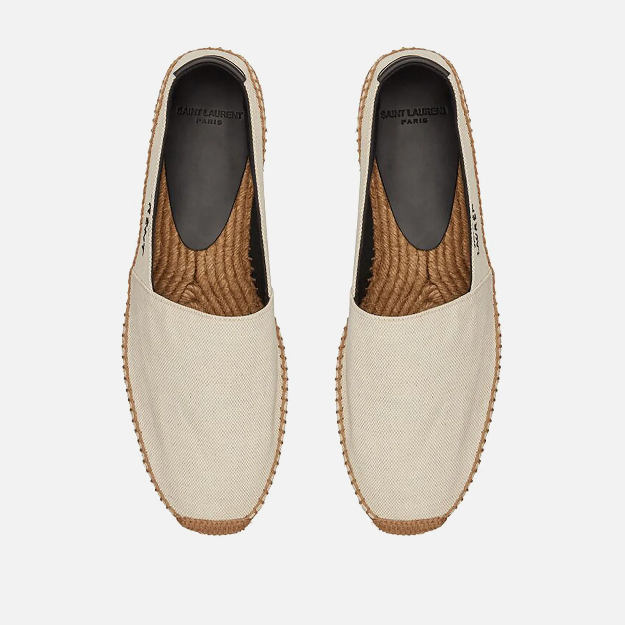 Saint Laurent Embroidery Espadrille - Toile Plato / Cuir Moon Ecru