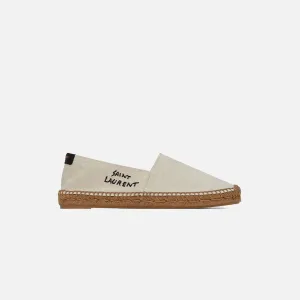 Saint Laurent Embroidery Espadrille - Toile Plato / Cuir Moon Ecru