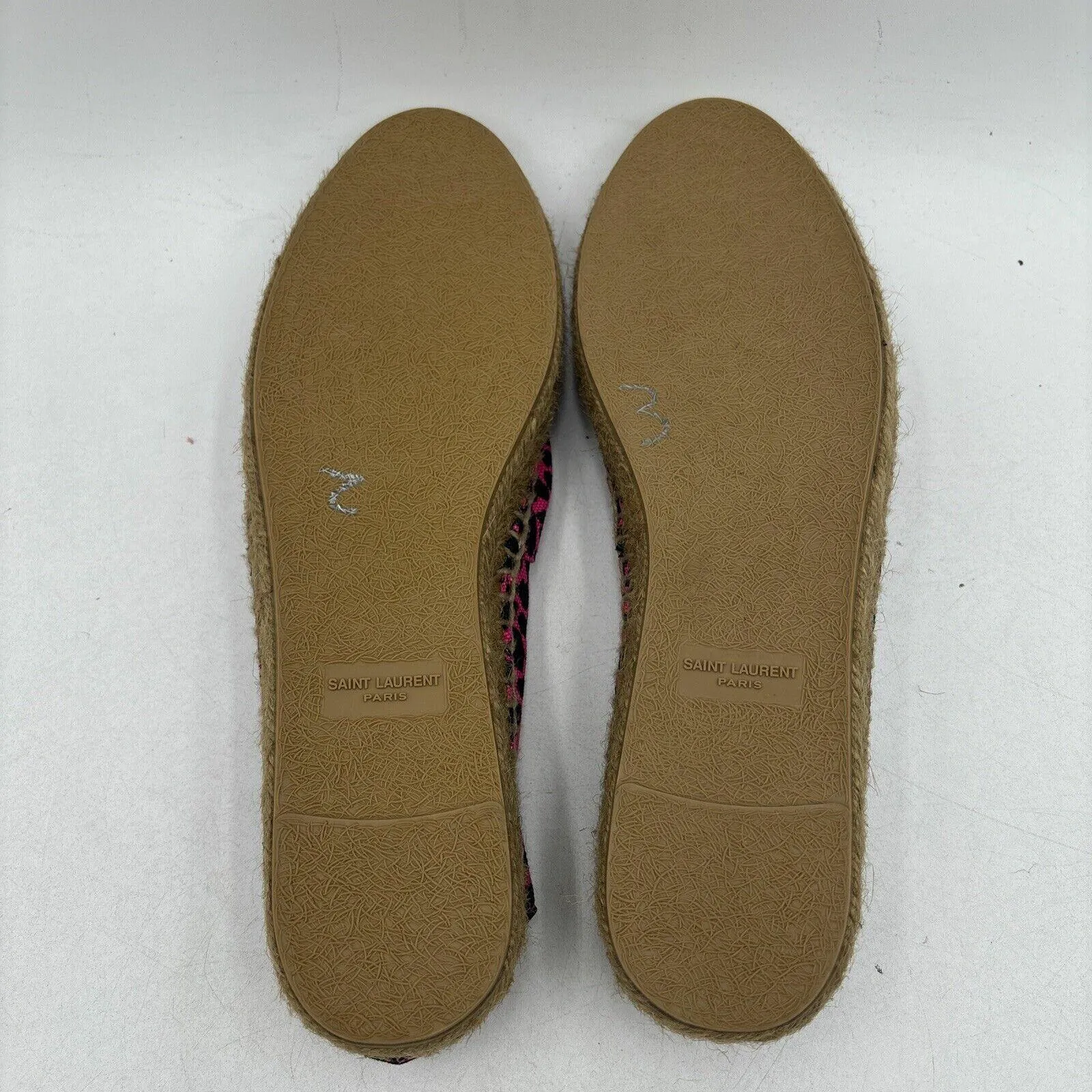 Saint Laurent Pink/Black Leopard Print Canvas Espadrille Flats Women’s Size 39 - Very Good