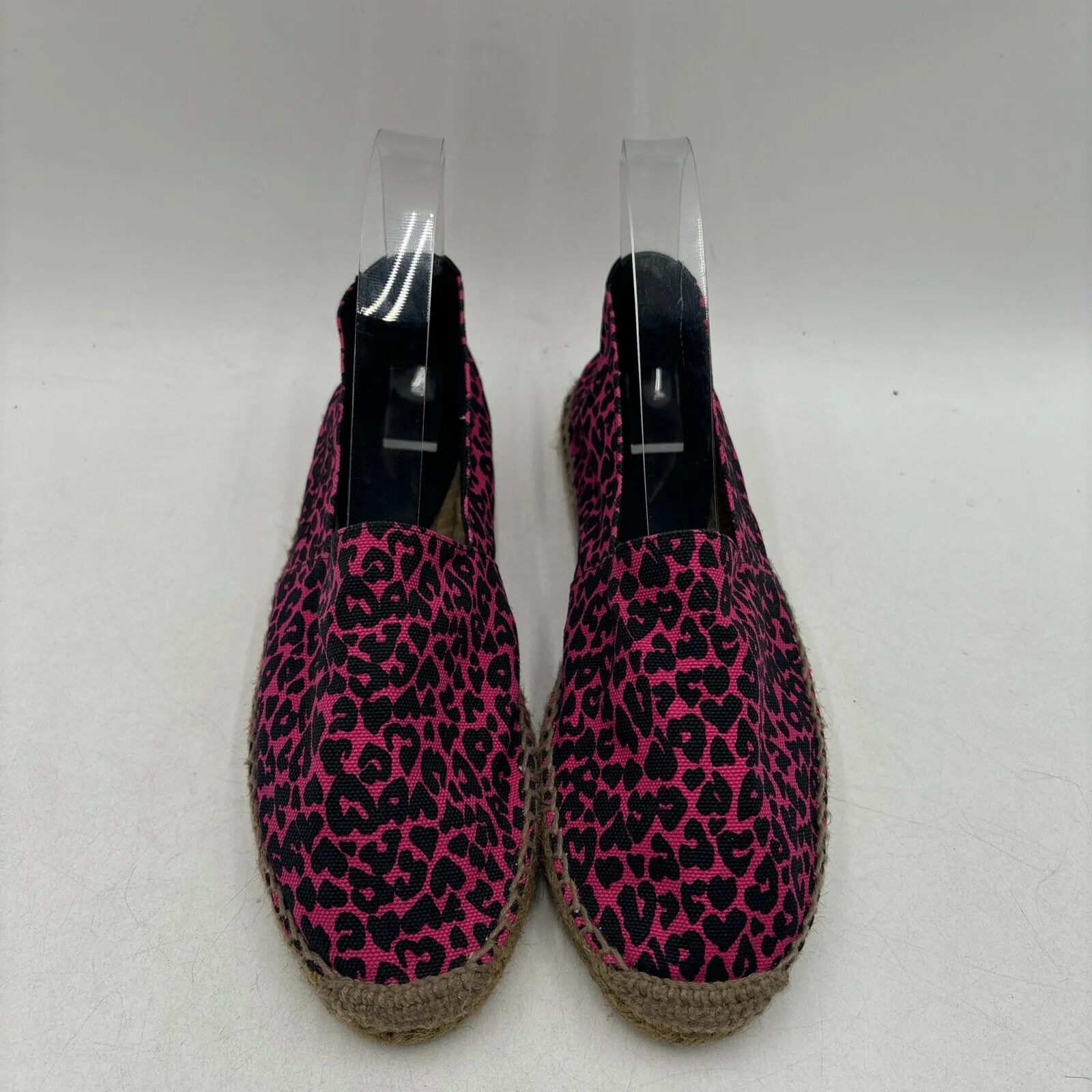Saint Laurent Pink/Black Leopard Print Canvas Espadrille Flats Women’s Size 39 - Very Good