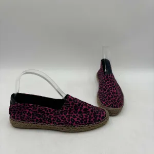 Saint Laurent Pink/Black Leopard Print Canvas Espadrille Flats Women’s Size 39 - Very Good