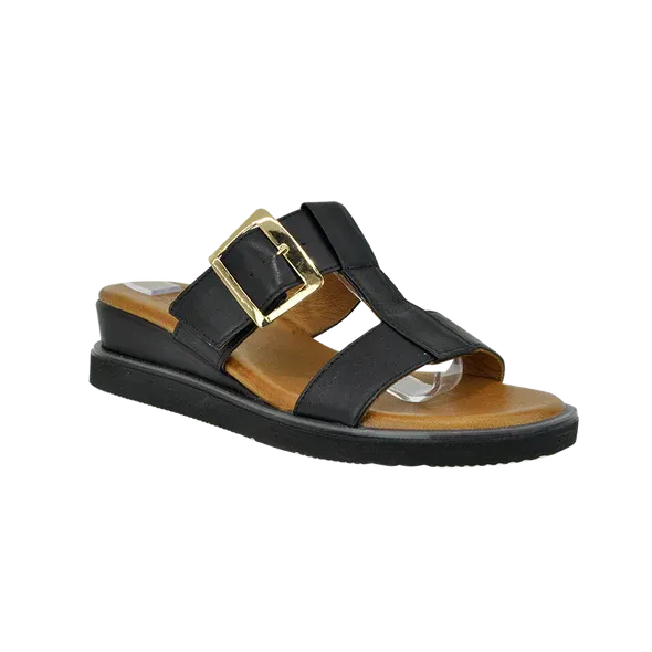 Sala Womens Web Wedge Slide - Black