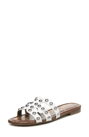 Sam Slide Sandal And Straps Edelman Embellished Quick turnaround Embellished Leather White Personalized assistance Bright Bay14