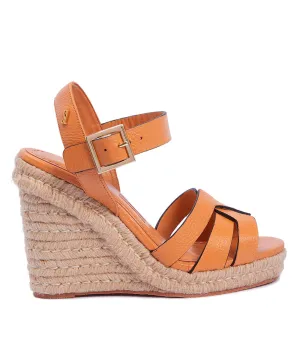 Sandália Espadrilhe Santa Lolla Marrom Cognac Anabela