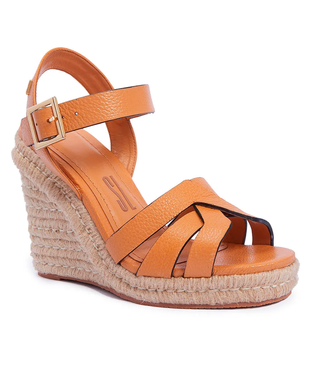 Sandália Espadrilhe Santa Lolla Marrom Cognac Anabela