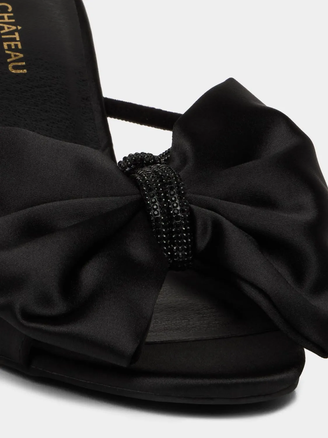 Satin High Heel Mule With Bow