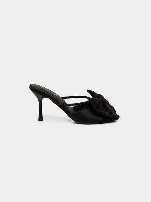 Satin High Heel Mule With Bow
